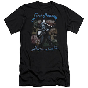AN OFFCIALLY LICENSED ELVIS PRESLEY MEMPHIS MEN'S PREMIUM SLIM FIT T-SHIRT BLACK