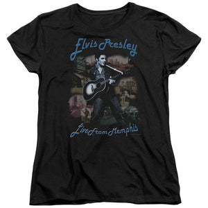 AN OFFCIALLY LICENSED ELVIS PRESLEY MEMPHIS WOMEN'S REGULAR FIT T-SHIRT BLACK