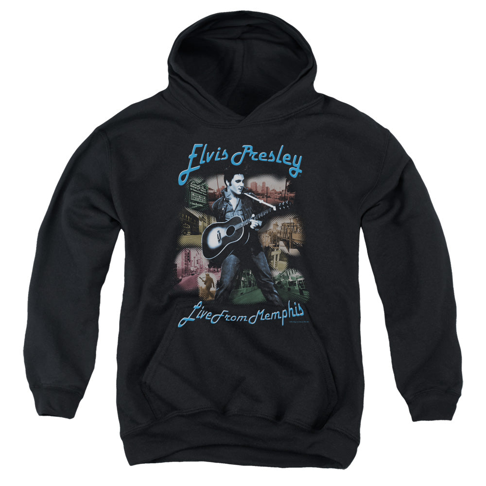 AN OFFCIALLY LICENSED ELVIS PRESLEY MEMPHIS YOUTH HOODIE BLACK
