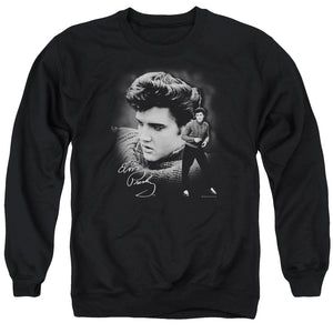 AN OFFCIALLY LICENSED ELVIS PRESLEY SWEATER ADULT UNISEX CREWNECK SWEATSHIRT BLACK