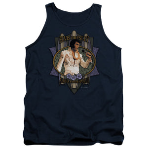 AN OFFCIALLY LICENSED ELVIS PRESLEY ALOHA FROM HAWAII ADULT UNISEX TANK TOP NAVY