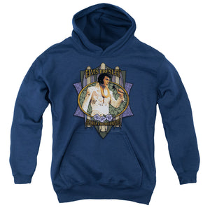 AN OFFCIALLY LICENSED ELVIS PRESLEY ALOHA FROM HAWAII YOUTH HOODIE NAVY