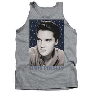 AN OFFCIALLY LICENSED ELVIS PRESLEY BLUE SPARKLE ADULT UNISEX TANK TOP ATHLETIC HEATHER