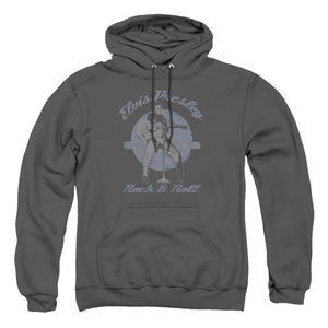 AN OFFCIALLY LICENSED ELVIS PRESLEY ROCK & ROLL ADULT UNISEX PULLOVER HOODIE CHARCOAL