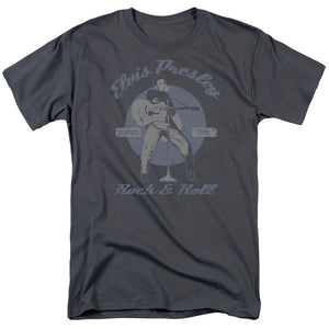 AN OFFCIALLY LICENSED ELVIS PRESLEY ROCK & ROLL MEN'S REGULAR FIT T-SHIRT CHARCOAL