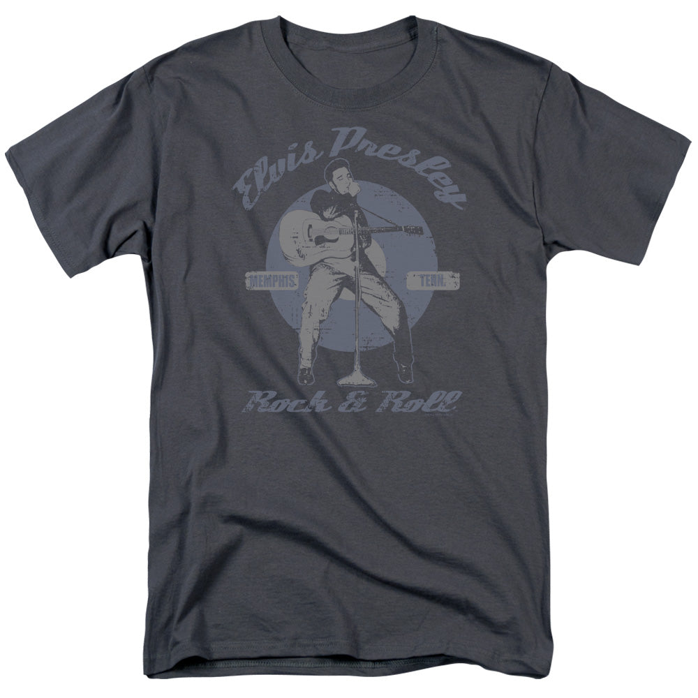 AN OFFCIALLY LICENSED ELVIS PRESLEY ROCK & ROLL MEN'S REGULAR FIT T-SHIRT CHARCOAL