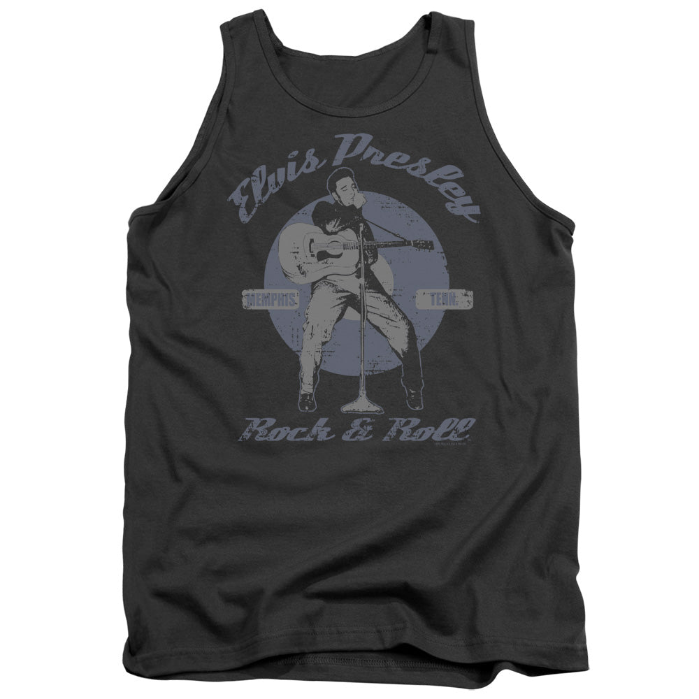 AN OFFCIALLY LICENSED ELVIS PRESLEY ROCK & ROLL ADULT UNISEX TANK TOP CHARCOAL