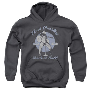 AN OFFCIALLY LICENSED ELVIS PRESLEY ROCK & ROLL YOUTH HOODIE CHARCOAL