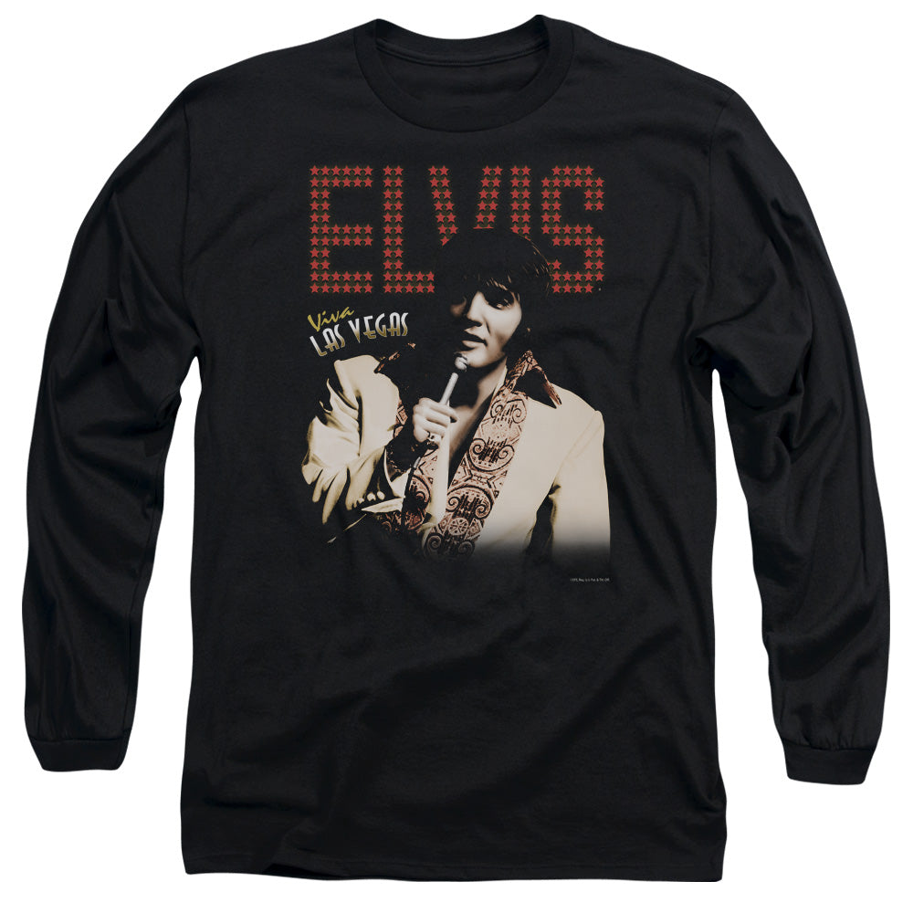 AN OFFCIALLY LICENSED ELVIS PRESLEY VIVA STAR MEN'S LONG SLEEVE T-SHIRT BLACK