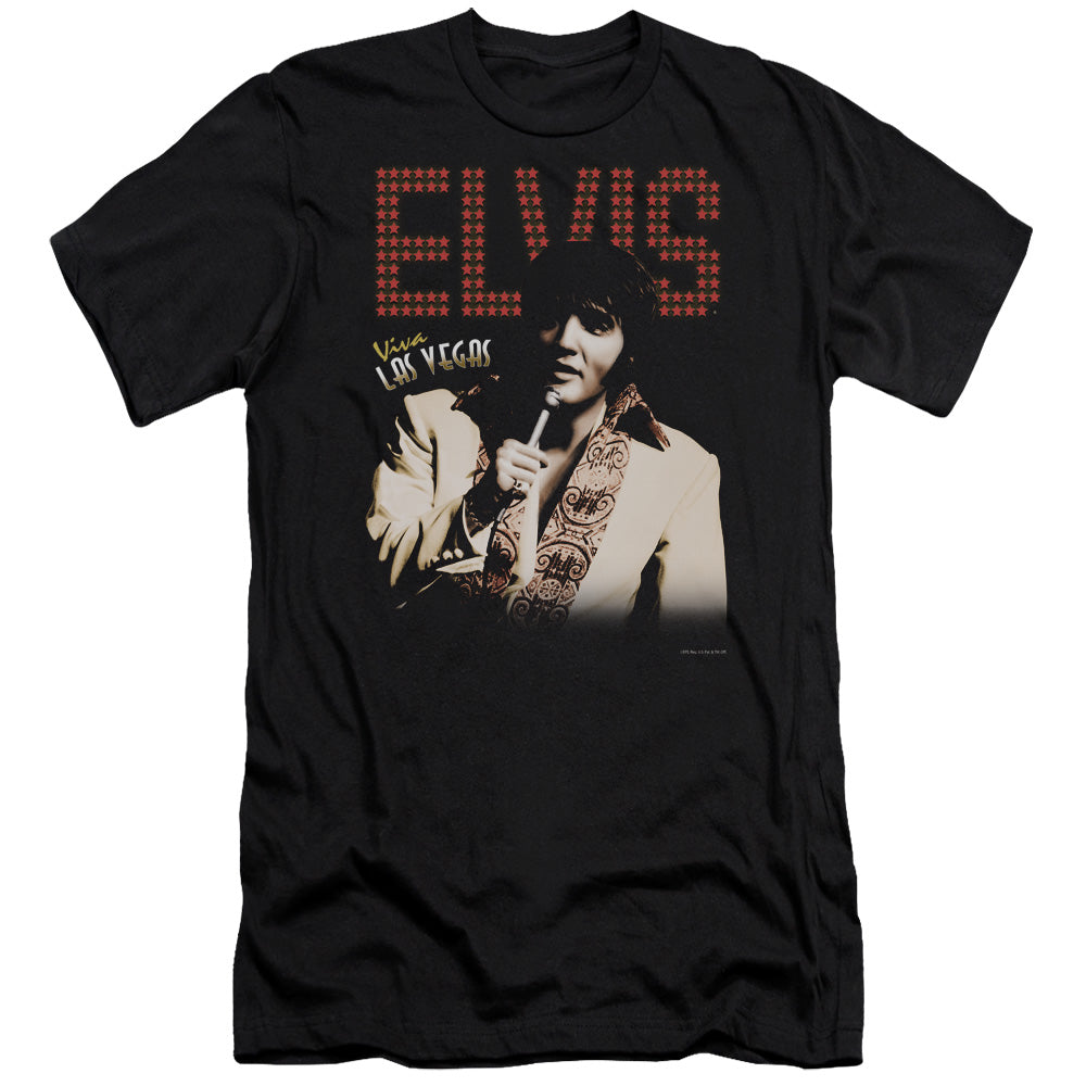 AN OFFCIALLY LICENSED ELVIS PRESLEY VIVA STAR MEN'S PREMIUM SLIM FIT T-SHIRT BLACK