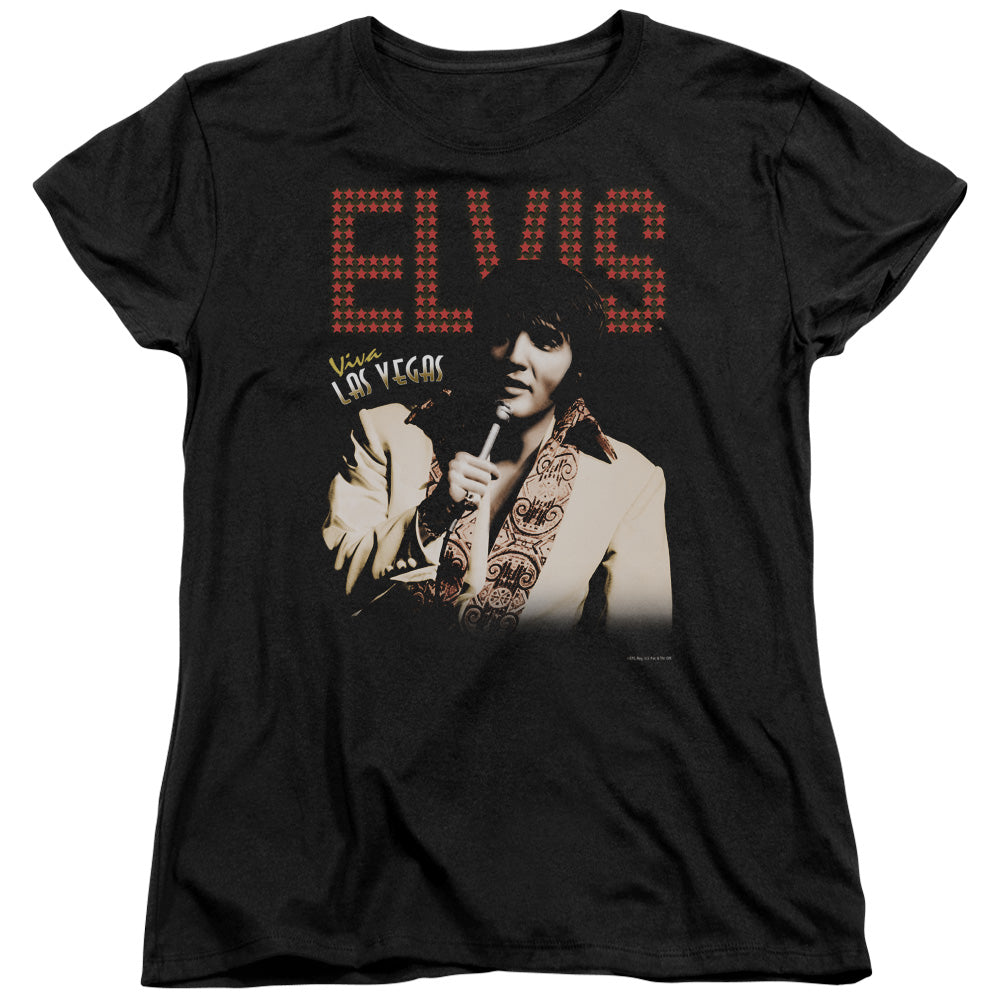 AN OFFCIALLY LICENSED ELVIS PRESLEY VIVA STAR WOMEN'S REGULAR FIT T-SHIRT BLACK
