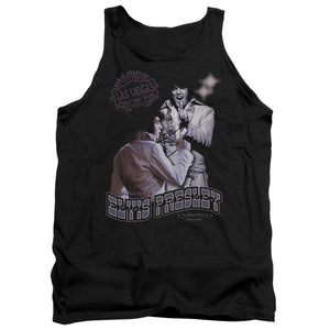 AN OFFCIALLY LICENSED ELVIS PRESLEY VIOLET VEGAS ADULT UNISEX TANK TOP BLACK