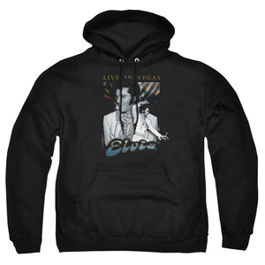 AN OFFCIALLY LICENSED ELVIS PRESLEY LIVE IN VEGAS ADULT UNISEX PULLOVER HOODIE BLACK