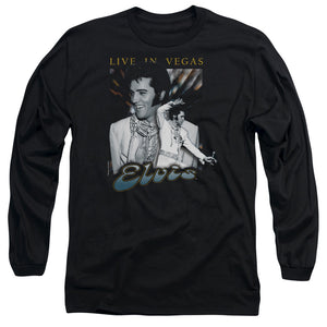 AN OFFCIALLY LICENSED ELVIS PRESLEY LIVE IN VEGAS MEN'S LONG SLEEVE T-SHIRT BLACK