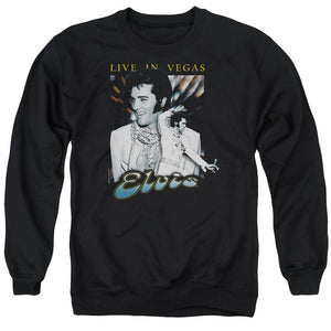AN OFFCIALLY LICENSED ELVIS PRESLEY LIVE IN VEGAS ADULT UNISEX CREWNECK SWEATSHIRT BLACK