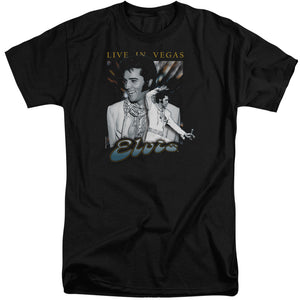 AN OFFCIALLY LICENSED ELVIS PRESLEY LIVE IN VEGAS MEN'S TALL FIT T-SHIRT BLACK