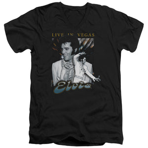 AN OFFCIALLY LICENSED ELVIS PRESLEY LIVE IN VEGAS MEN'S V-NECK T-SHIRT BLACK