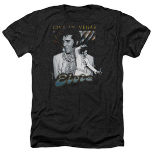 AN OFFCIALLY LICENSED ELVIS PRESLEY LIVE IN VEGAS MEN'S HEATHER T-SHIRT CHARCOAL
