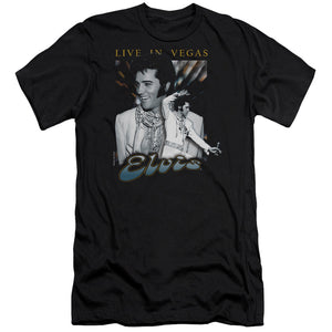 AN OFFCIALLY LICENSED ELVIS PRESLEY LIVE IN VEGAS MEN'S PREMIUM SLIM FIT T-SHIRT BLACK