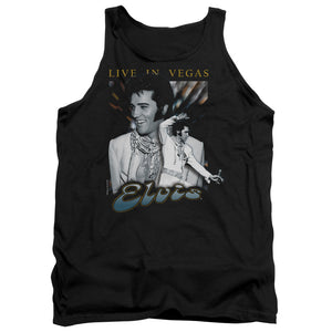 AN OFFCIALLY LICENSED ELVIS PRESLEY LIVE IN VEGAS ADULT UNISEX TANK TOP BLACK