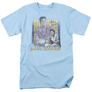 AN OFFCIALLY LICENSED ELVIS PRESLEY BLUE HAWAII MEN'S REGULAR FIT T-SHIRT CAROLINA BLUE