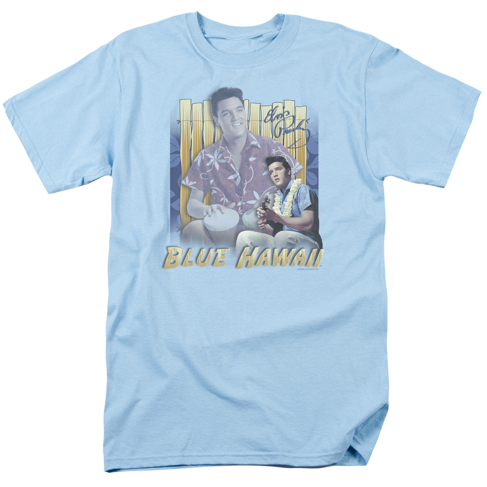 AN OFFCIALLY LICENSED ELVIS PRESLEY BLUE HAWAII MEN'S REGULAR FIT T-SHIRT CAROLINA BLUE