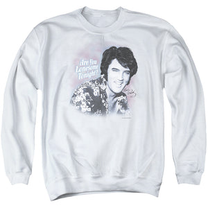 AN OFFCIALLY LICENSED ELVIS PRESLEY LONESOME TONIGHT ADULT UNISEX CREWNECK SWEATSHIRT WHITE