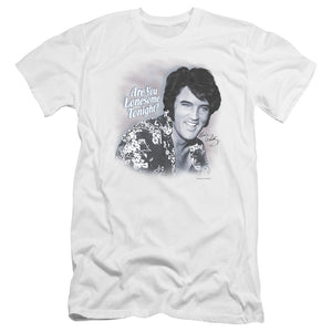 AN OFFCIALLY LICENSED ELVIS PRESLEY LONESOME TONIGHT MEN'S PREMIUM SLIM FIT T-SHIRT WHITE