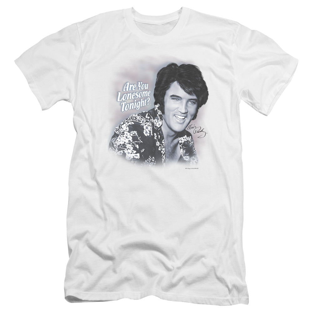 AN OFFCIALLY LICENSED ELVIS PRESLEY LONESOME TONIGHT MEN'S PREMIUM SLIM FIT T-SHIRT WHITE