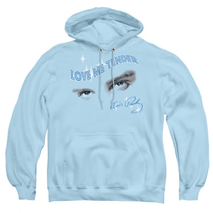 AN OFFCIALLY LICENSED ELVIS PRESLEY TENDER EYES ADULT UNISEX PULLOVER HOODIE LIGHT BLUE