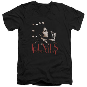 AN OFFCIALLY LICENSED ELVIS PRESLEY MEMORIES MEN'S V-NECK T-SHIRT BLACK