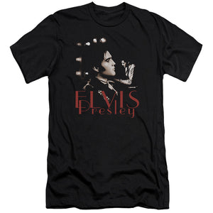 AN OFFCIALLY LICENSED ELVIS PRESLEY MEMORIES MEN'S PREMIUM SLIM FIT T-SHIRT BLACK