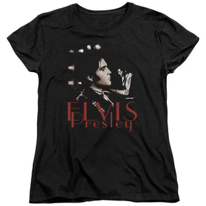 AN OFFCIALLY LICENSED ELVIS PRESLEY MEMORIES WOMEN'S REGULAR FIT T-SHIRT BLACK