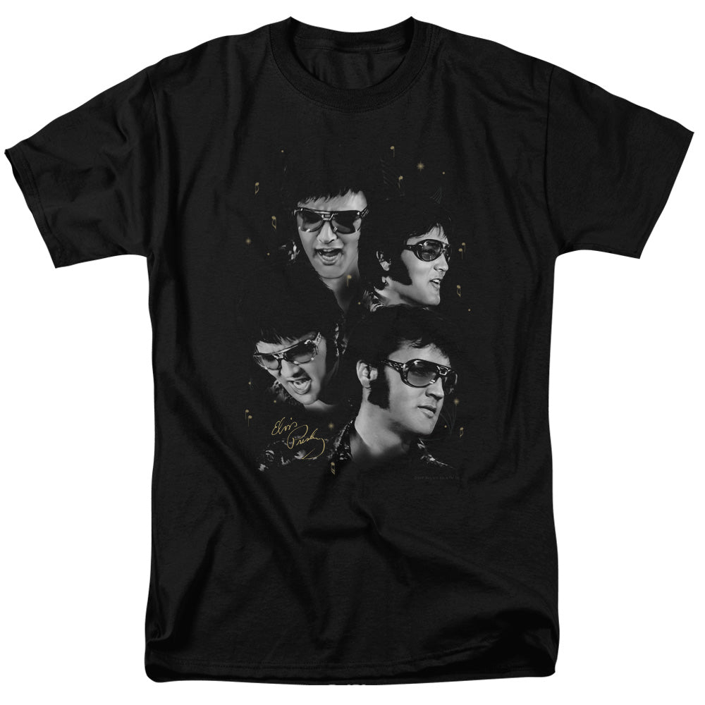 AN OFFCIALLY LICENSED ELVIS PRESLEY FACES MEN'S REGULAR FIT T-SHIRT BLACK