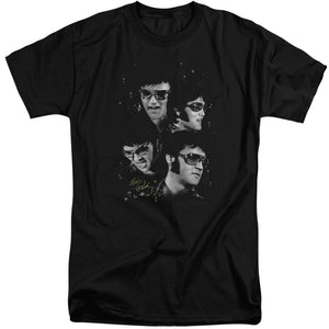 AN OFFCIALLY LICENSED ELVIS PRESLEY FACES MEN'S TALL FIT T-SHIRT BLACK