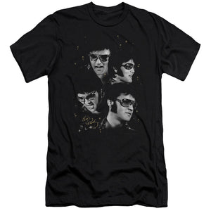 AN OFFCIALLY LICENSED ELVIS PRESLEY FACES MEN'S PREMIUM SLIM FIT T-SHIRT BLACK