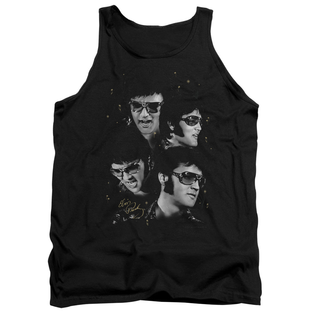 AN OFFCIALLY LICENSED ELVIS PRESLEY FACES ADULT UNISEX TANK TOP BLACK