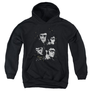 AN OFFCIALLY LICENSED ELVIS PRESLEY FACES YOUTH HOODIE BLACK