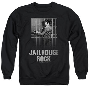 AN OFFCIALLY LICENSED ELVIS PRESLEY JAILHOUSE ROCK ADULT UNISEX CREWNECK SWEATSHIRT BLACK