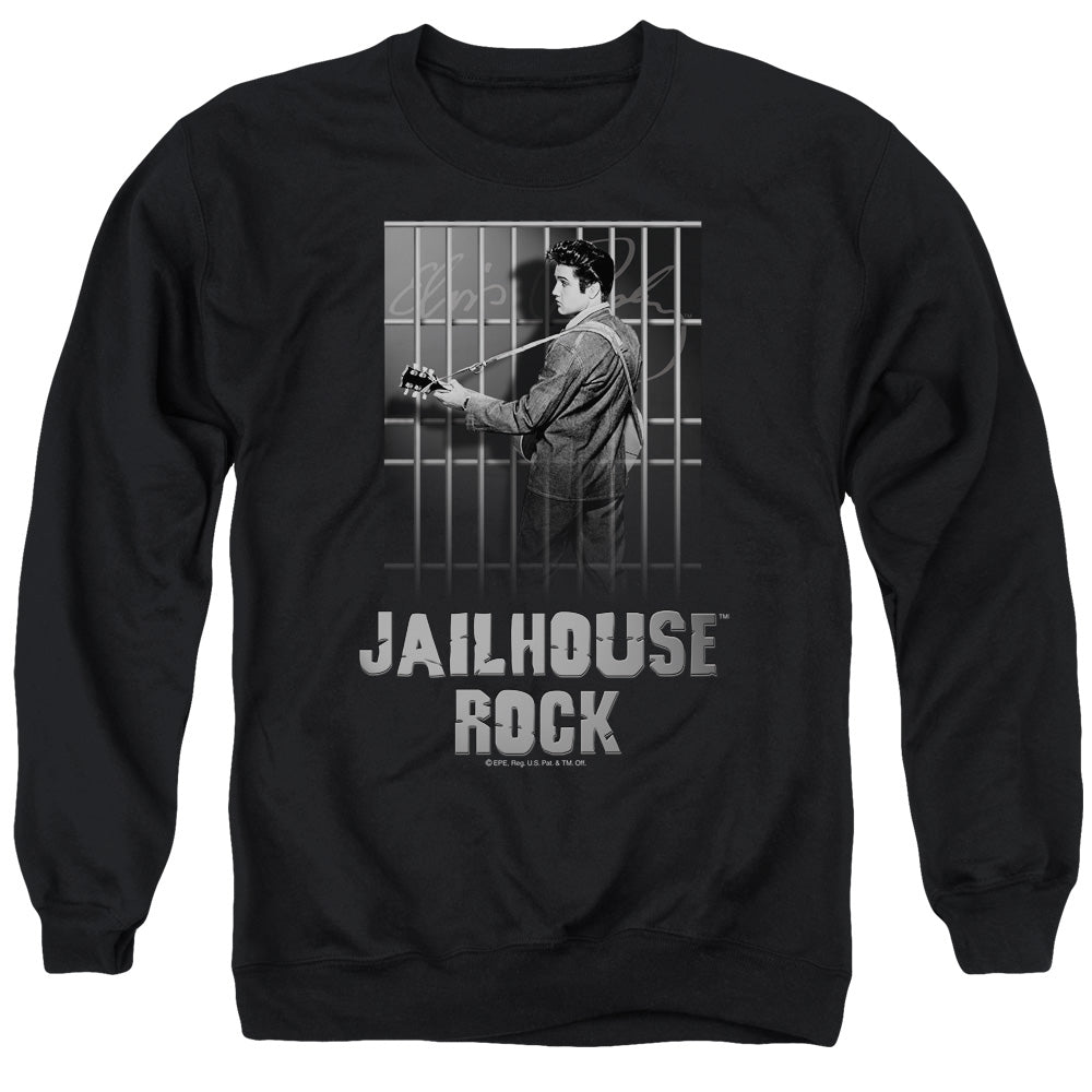 AN OFFCIALLY LICENSED ELVIS PRESLEY JAILHOUSE ROCK ADULT UNISEX CREWNECK SWEATSHIRT BLACK