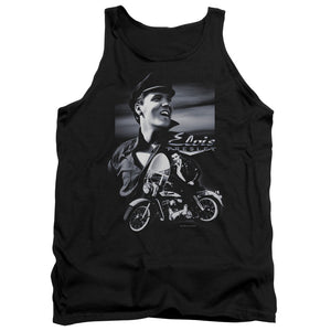 AN OFFCIALLY LICENSED ELVIS PRESLEY MOTORCYCLE ADULT UNISEX TANK TOP BLACK