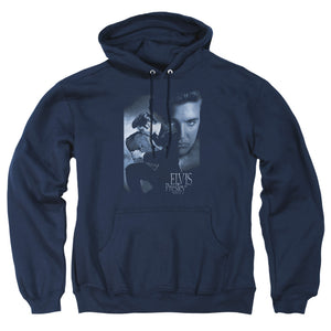 AN OFFCIALLY LICENSED ELVIS PRESLEY REVERENT ADULT UNISEX PULLOVER HOODIE NAVY