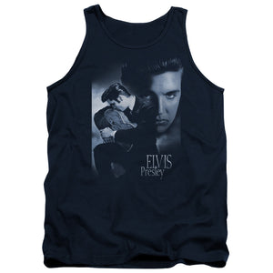 AN OFFCIALLY LICENSED ELVIS PRESLEY REVERENT ADULT UNISEX TANK TOP NAVY
