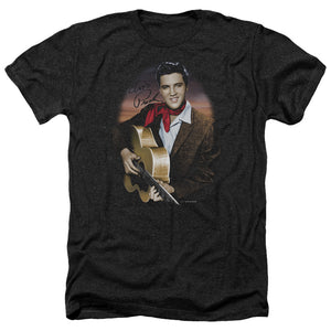 AN OFFCIALLY LICENSED ELVIS PRESLEY RED SCARF #2 MEN'S HEATHER T-SHIRT CHARCOAL