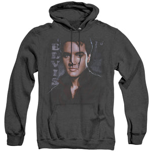 AN OFFCIALLY LICENSED ELVIS PRESLEY TOUGH ADULT UNISEX HEATHER PULLOVER HOODIE BLACK