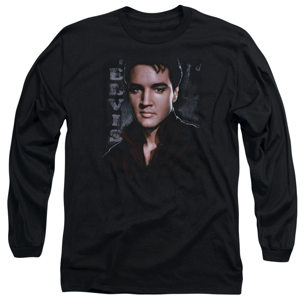 AN OFFCIALLY LICENSED ELVIS PRESLEY TOUGH MEN'S LONG SLEEVE T-SHIRT BLACK