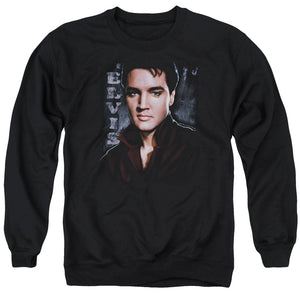 AN OFFCIALLY LICENSED ELVIS PRESLEY TOUGH ADULT UNISEX CREWNECK SWEATSHIRT BLACK