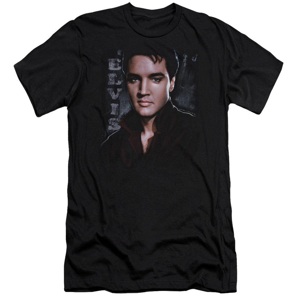 AN OFFCIALLY LICENSED ELVIS PRESLEY TOUGH MEN'S PREMIUM SLIM FIT T-SHIRT BLACK