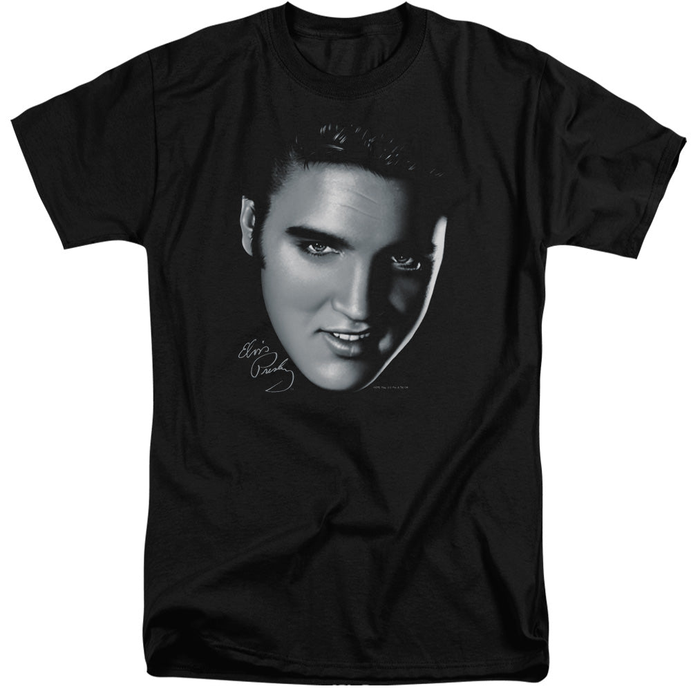 AN OFFCIALLY LICENSED ELVIS PRESLEY BIG FACE MEN'S TALL FIT T-SHIRT BLACK