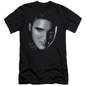 AN OFFCIALLY LICENSED ELVIS PRESLEY BIG FACE MEN'S PREMIUM SLIM FIT T-SHIRT BLACK